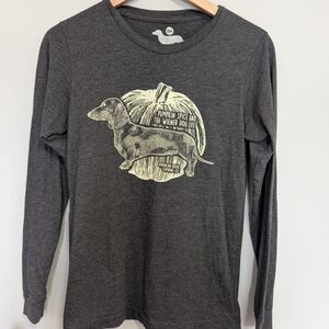 4/$20 Gray Dachshund Graphic Long Sleeve Tee Pumpkins Fall